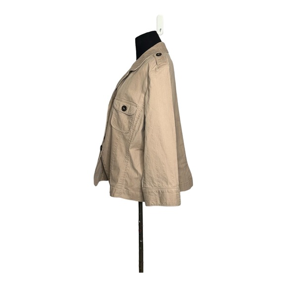 Talbots beige buttoned 3/4 sleeves lightweight jacket size Large - Picture 8 of 11